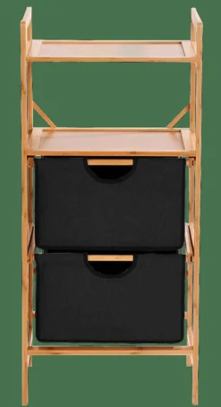 BAMBOO Armoire à 2 Tiroirs Noir, Naturel