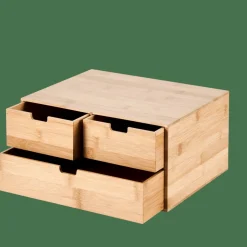 BAMBOO Armoire De Rangement 3 Tiroirs Naturel