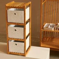 HELGE Étagère 3 Tiroirs Naturel