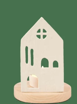 HOME Porte-bougie Chauffe-plat Blanc, Naturel