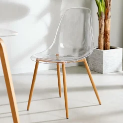 ICE Chaise Salle à Manger Transparent, Naturel