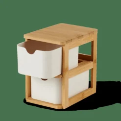 KONDO Organisateur 2 Tiroirs Blanc, Naturel