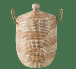 YASMINE Panier De Luxe Avec Couvercle Blanc, Naturel